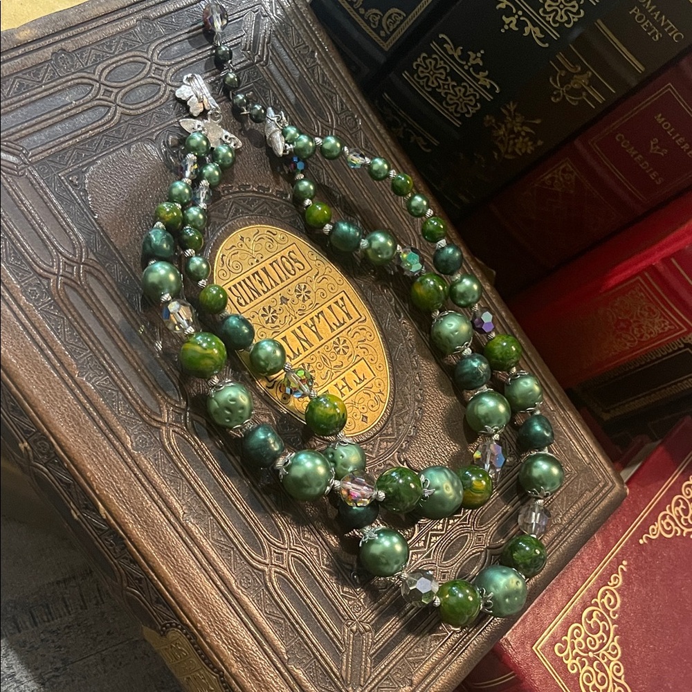 Green Multi-Strand Beaded Necklace — Women’s Fashion Jewelry